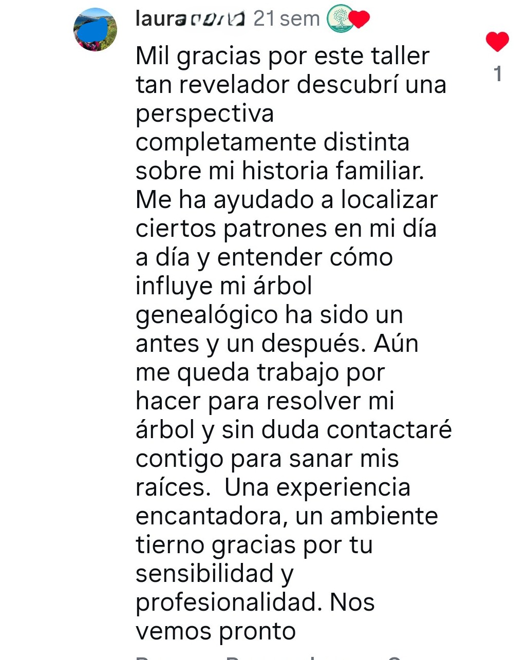 Imagen de un pantallazo de las redes sociales en las que se puede leer una reseña de un paciente.